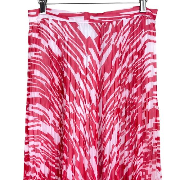 Carmen Marc Valvo Red & White Art to Wear Print Accordion Pleated Midi Skirt - Picture 3 of 7
